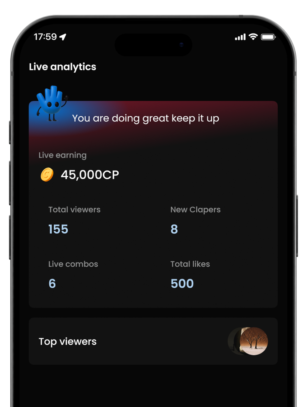 Live analytics mockup